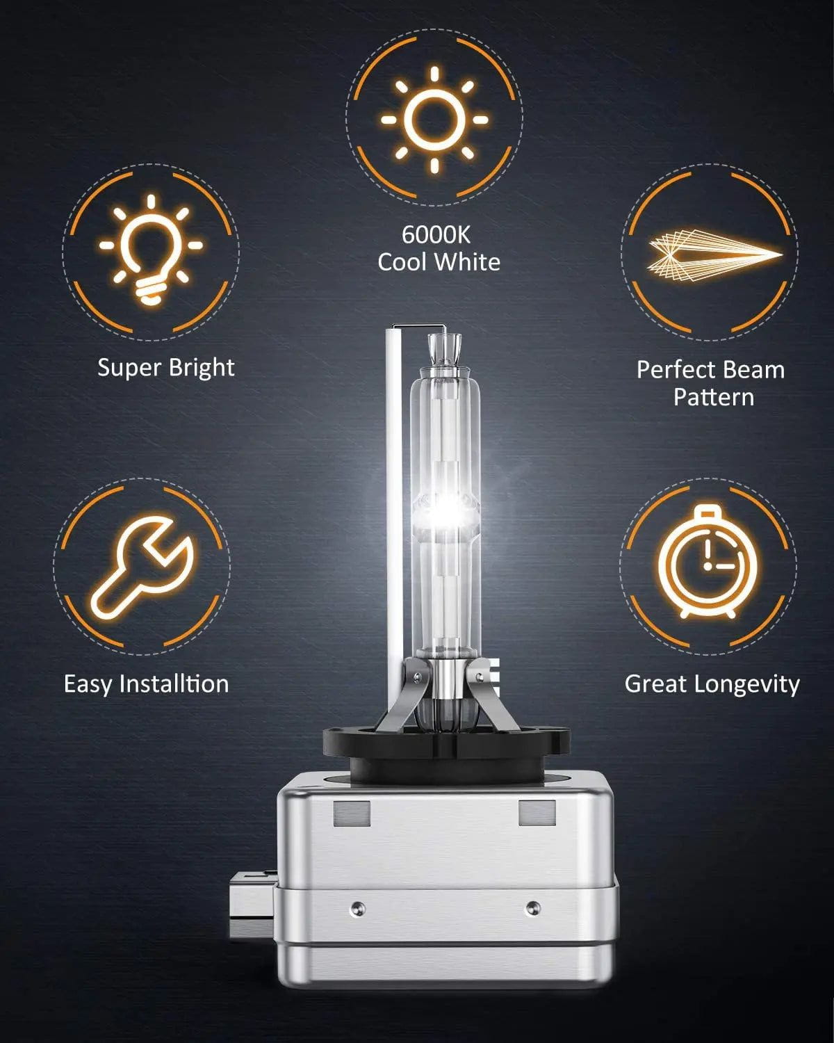 D1S 35W 6000K Diamond White HID Headlight Bulbs - High Intensity Discharge Xenon Upgrade for Cars, Trucks, SUVs - Perfect for Night Driving & Enhanced Visibility