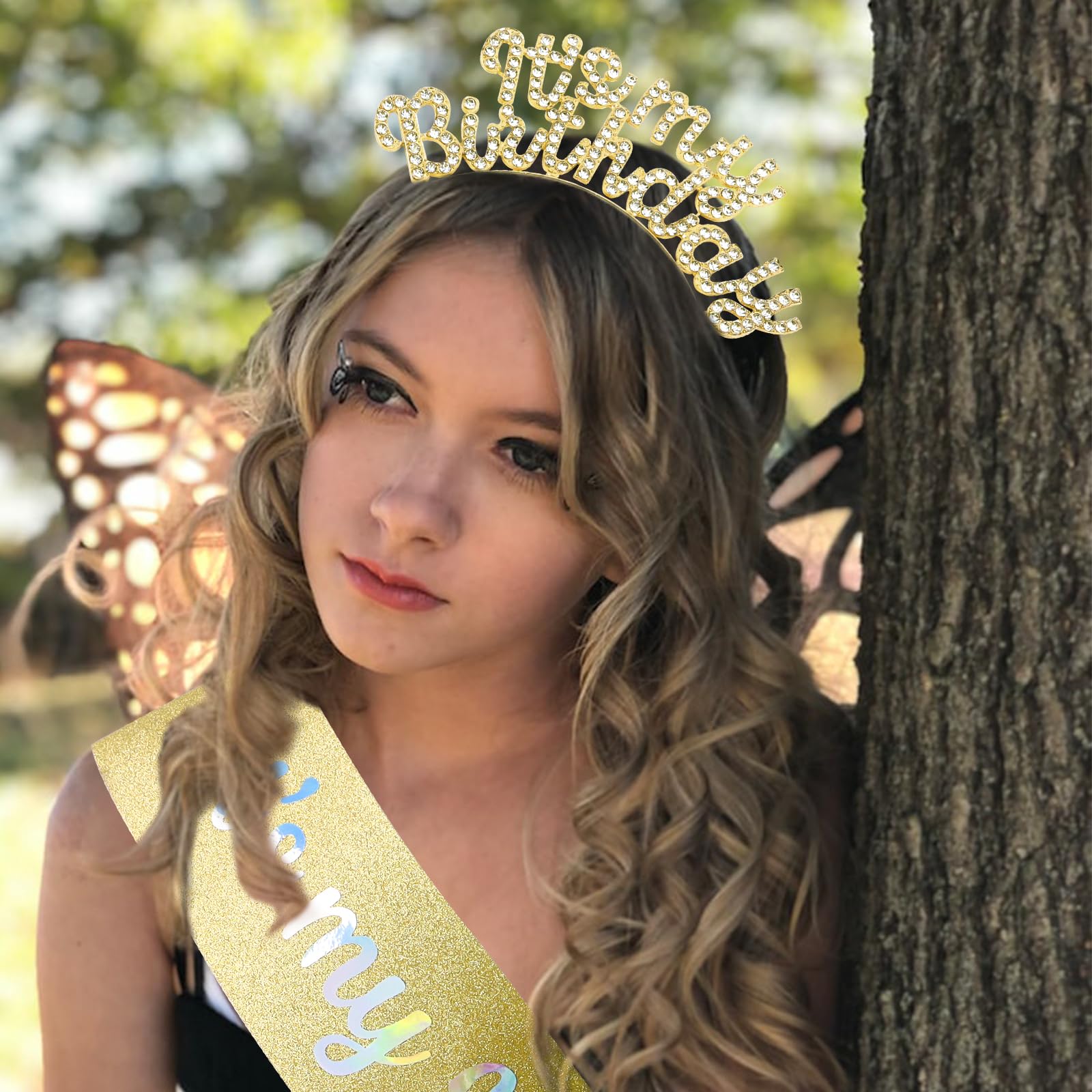 Gold 'It's My Birthday' Headband & Sash Set for Women & Girls - Perfect for Birthday Parties, Bachelorette, Bridal Showers & Special Occasions