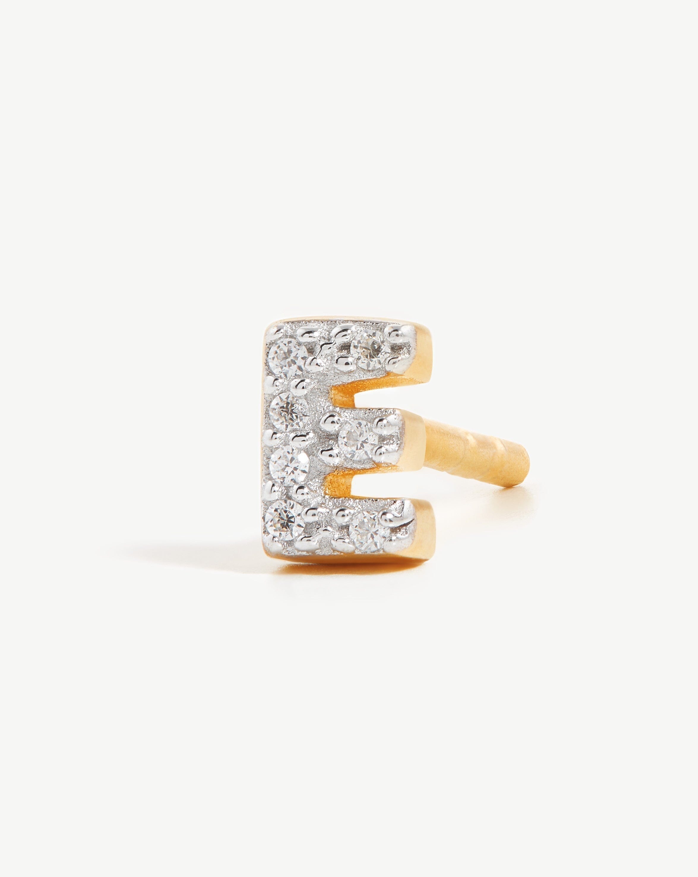 Pave Initial Single Stud Earring - 18k Gold Vermeil & Cubic Zirconia Personalized Jewelry for Women | Elegant Gift for Birthday, Anniversary & Everyday Wear