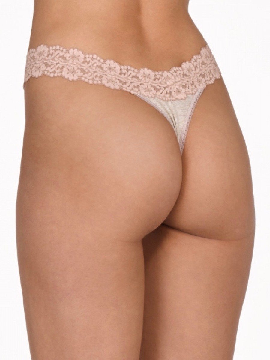 Hanky Panky Heather Jersey Rise Thong - Ultra Soft Stretch Cotton Underwear for Women | Perfect for Everyday Wear, Yoga & Lounge
