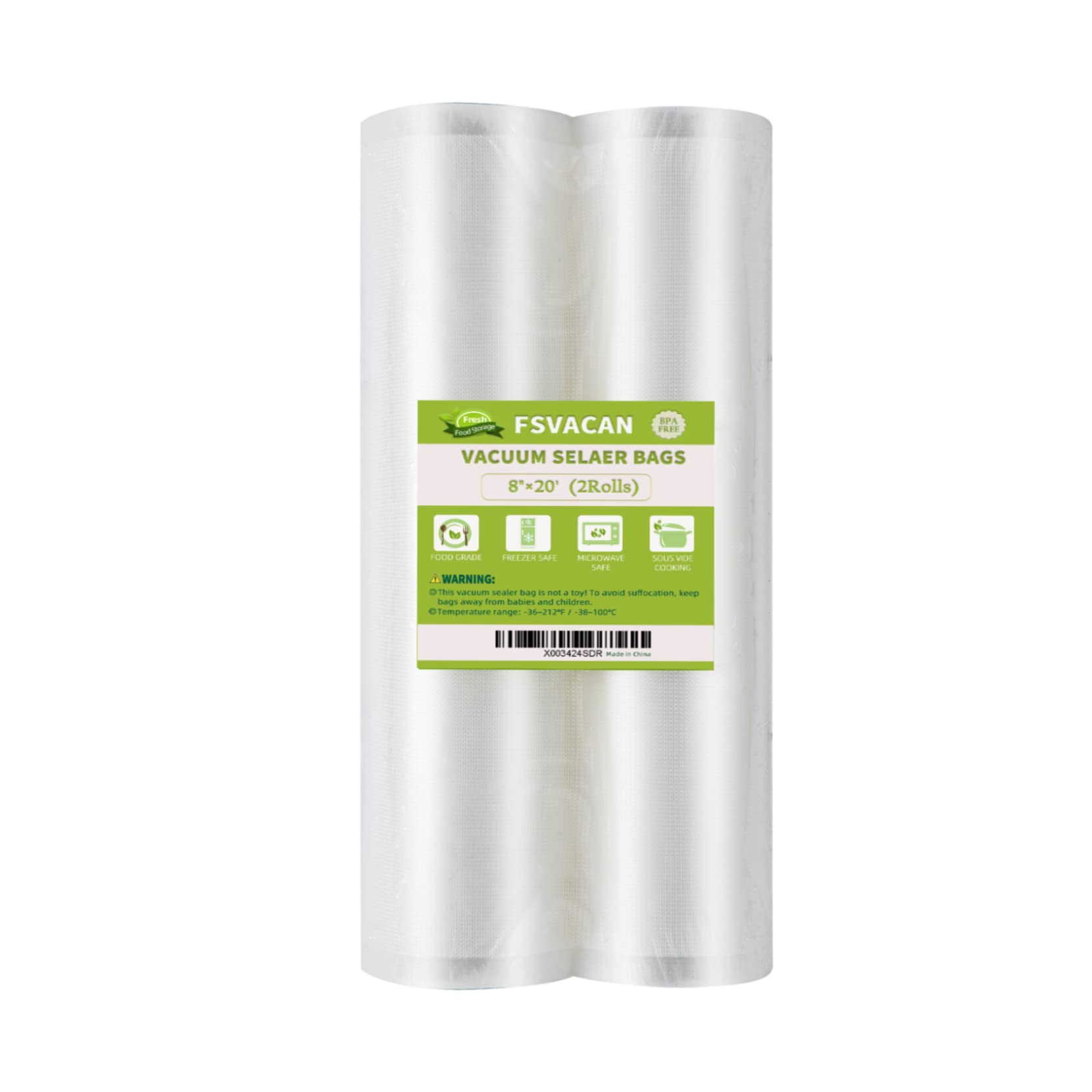 FSVACAN Vacuum Sealer Bags Rolls - 2 Pack 8