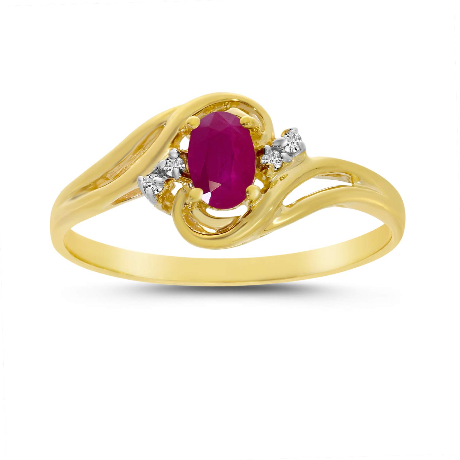 14K Yellow Gold Oval Ruby and Diamond Ring for Women - Elegant Vintage Style Engagement & Wedding Jewelry Gift for Her - Perfect for Anniversaries, Proposals & Special Occasions