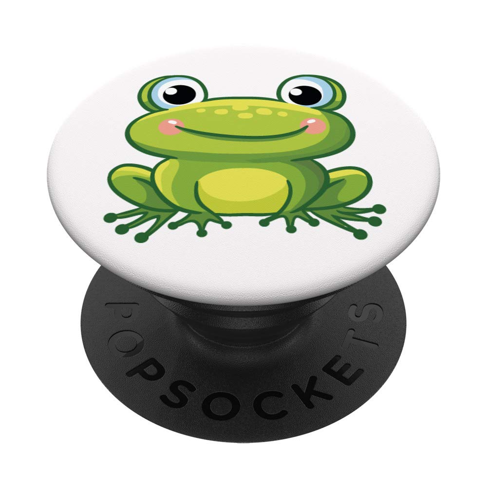 Green Frog with Big Bright Eyes PopSockets PopGrip - Swappable Phone & Tablet Grip for iPhone, Samsung, iPad - Perfect for Everyday Use, Commuting, and Travel