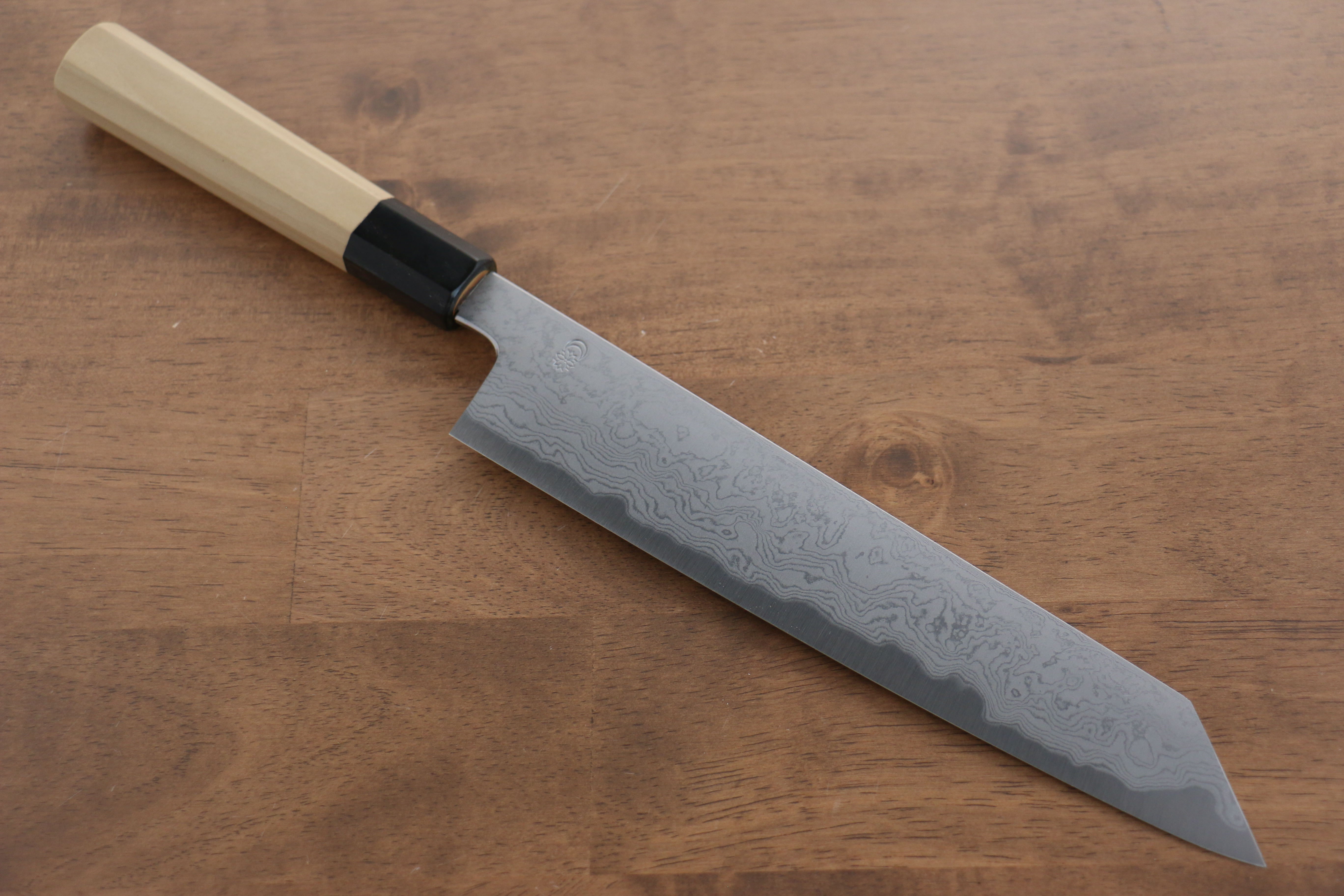 Premium Kikuzuki Blue Steel No.1 Damascus Kiritsuke Gyuto Knife 240mm - Japanese Chef Knife with Magnolia Wood Handle - Perfect for Sushi, Sashimi & Precision Cutting