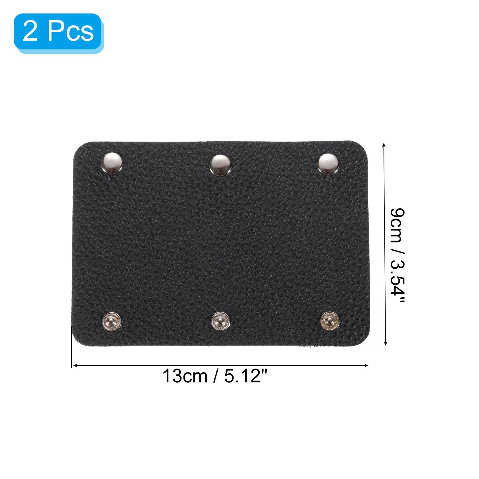 uxcell 2Pcs PU Leather Handbag Handle Covers with 3 Clasps - Luggage Grip Protector for Suitcases & Shopping Bags (13x9cm, Black) - Travel Accessories for Comfortable Carrying & Handle Protection