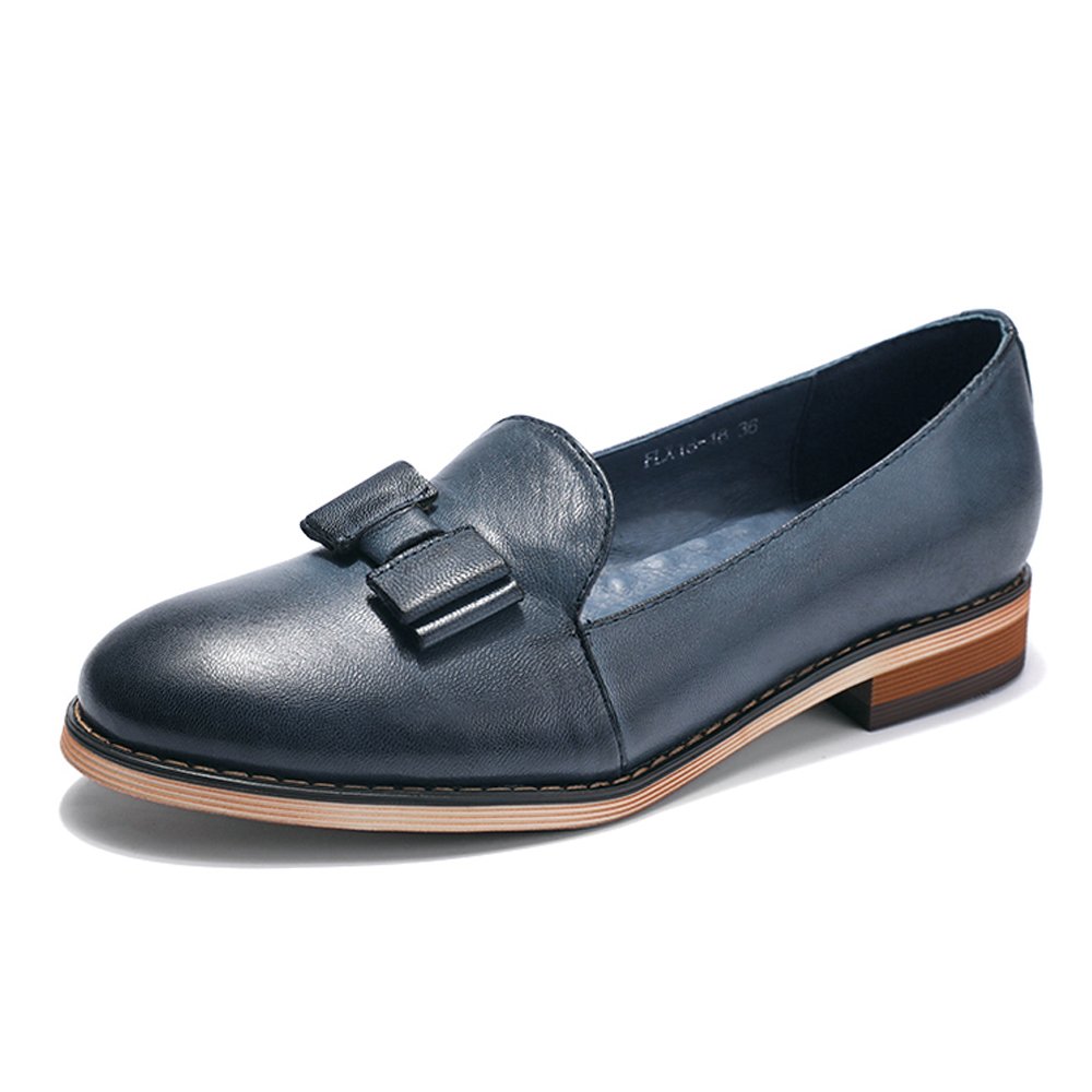 Mona Flying Women's Genuine Leather Penny Loafers - Comfortable Casual Flat Shoes for Women - Perfect for Office, Travel & Everyday Wear