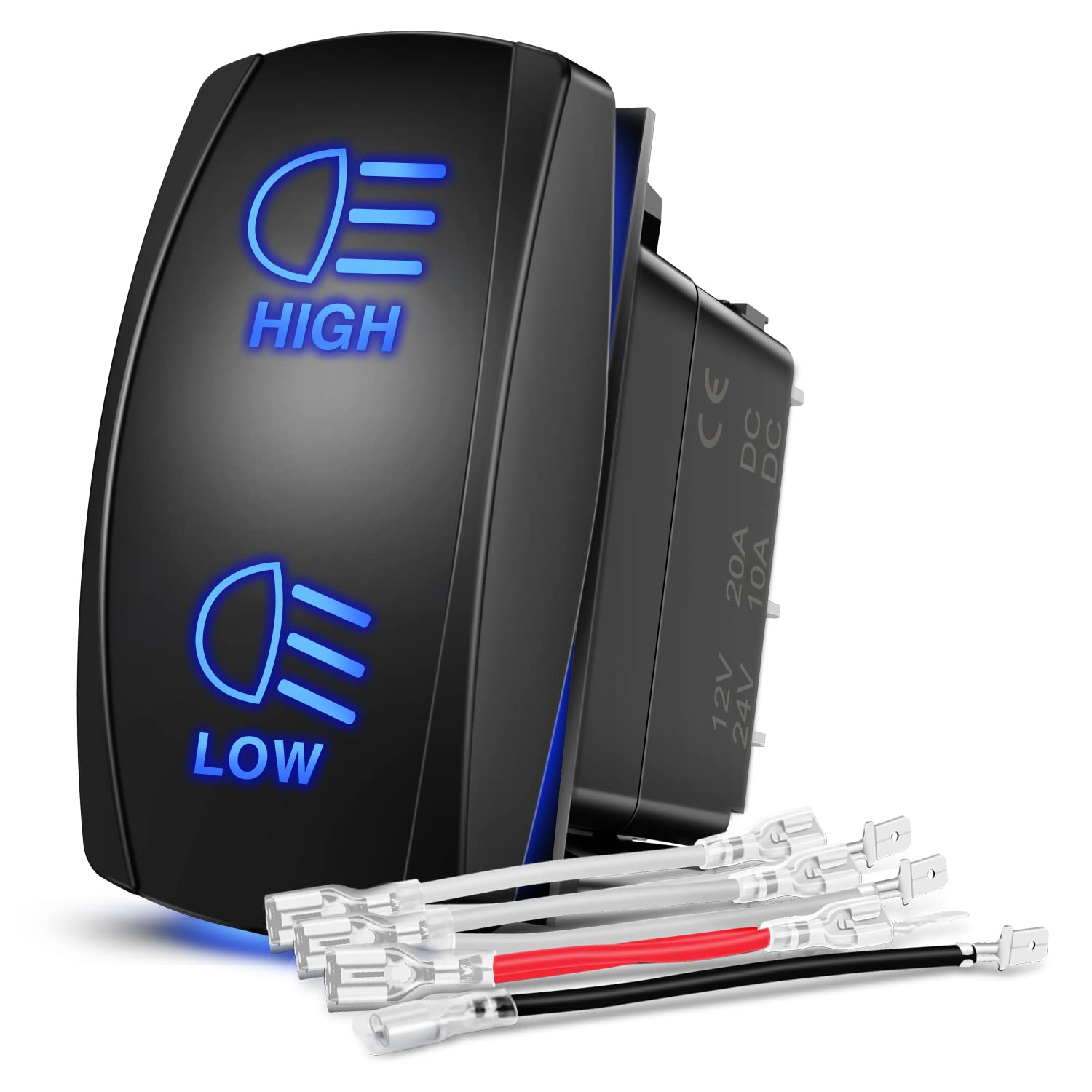 Nilight DPDT 7Pin Rocker Switch 12V/24V for Cars, Trucks & RVs - High/Low Beam Control