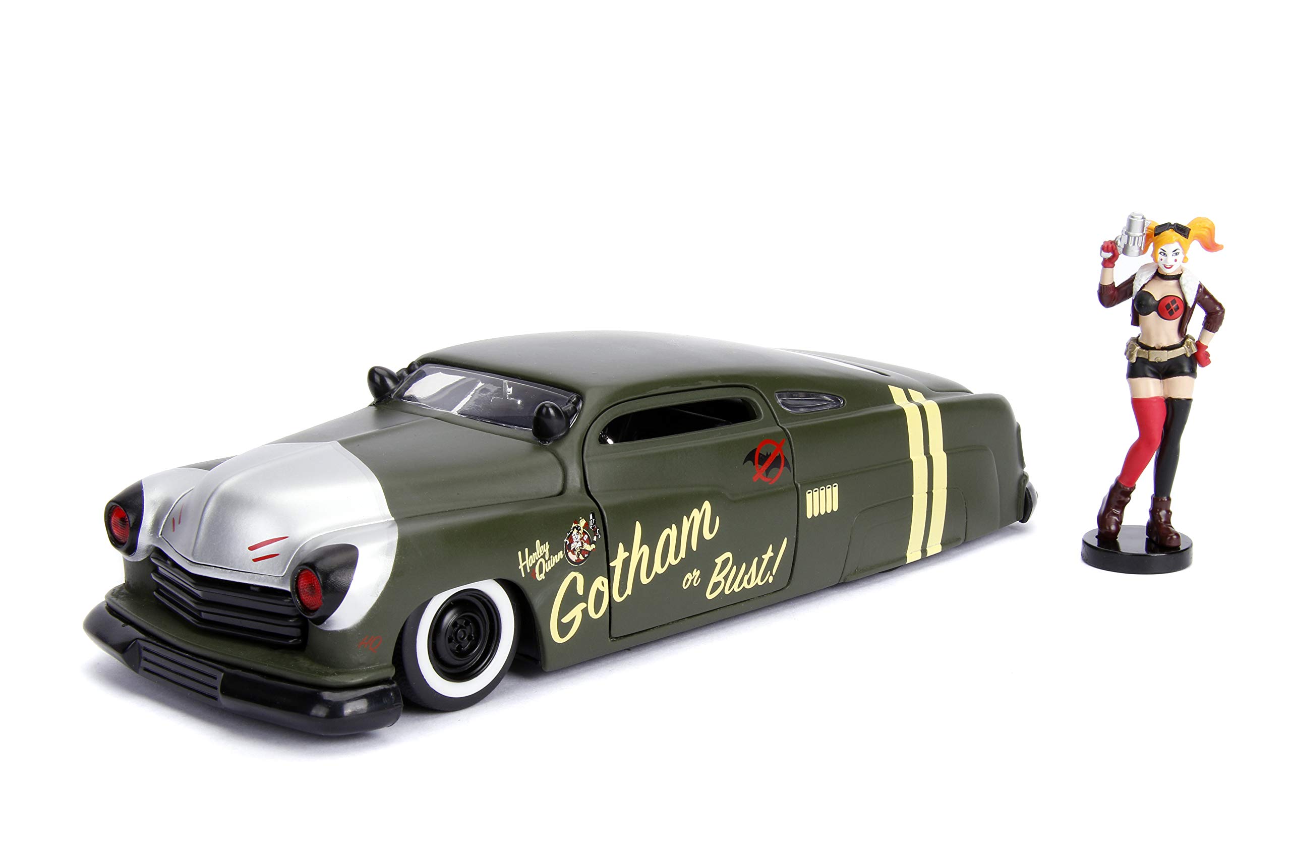 JADA TOYS 1/24 Scale Mercury 1951 & Harley Quinn Action Figure - Collectible Die-Cast Model Car with DC Comics Character for Display & Gifts