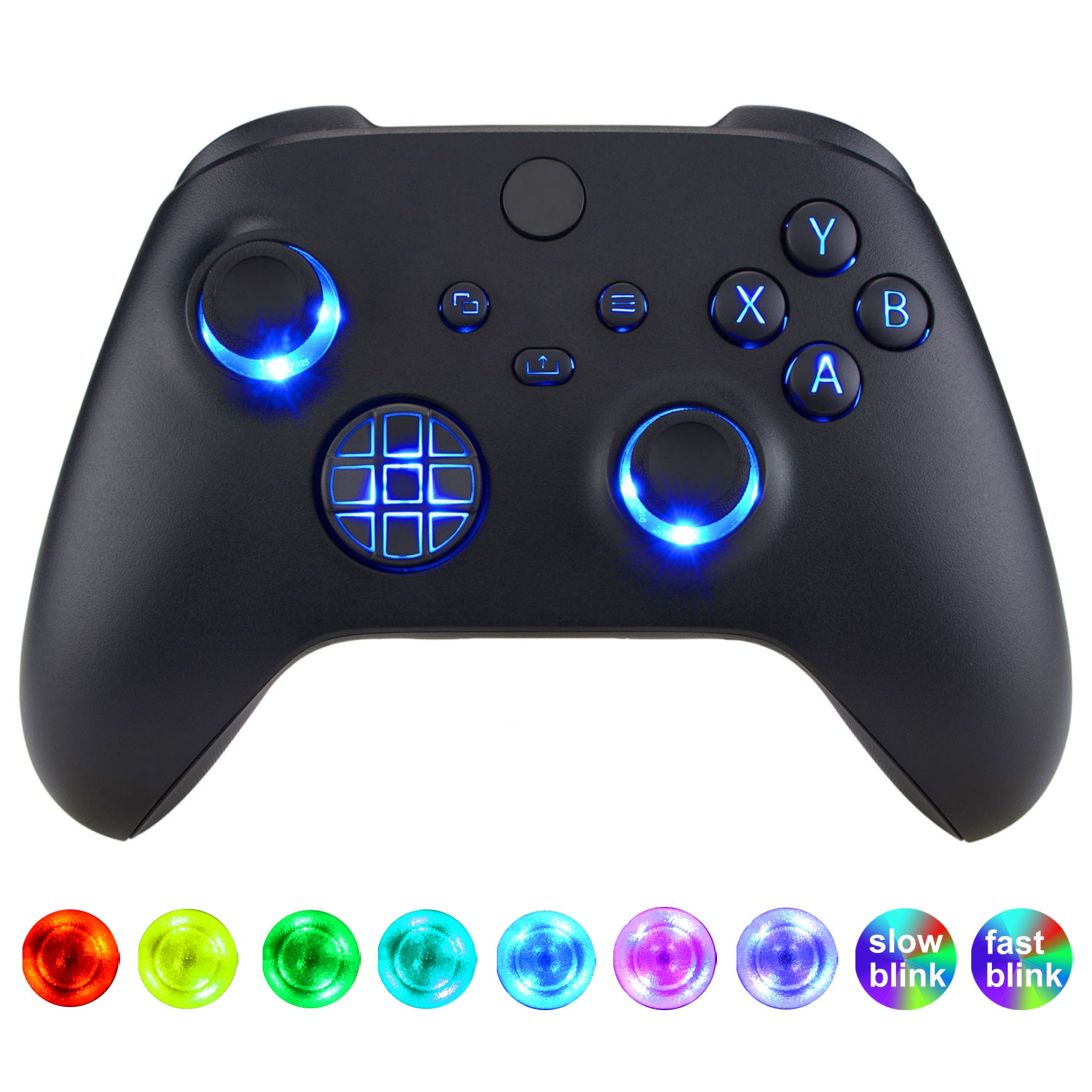 eXtremeRate Multi-Color LED Backlit Buttons DTF V2 Kit for Xbox Series X/S Controller - Black | Custom Gaming Controller Mod for Night Play & Competitive Gaming