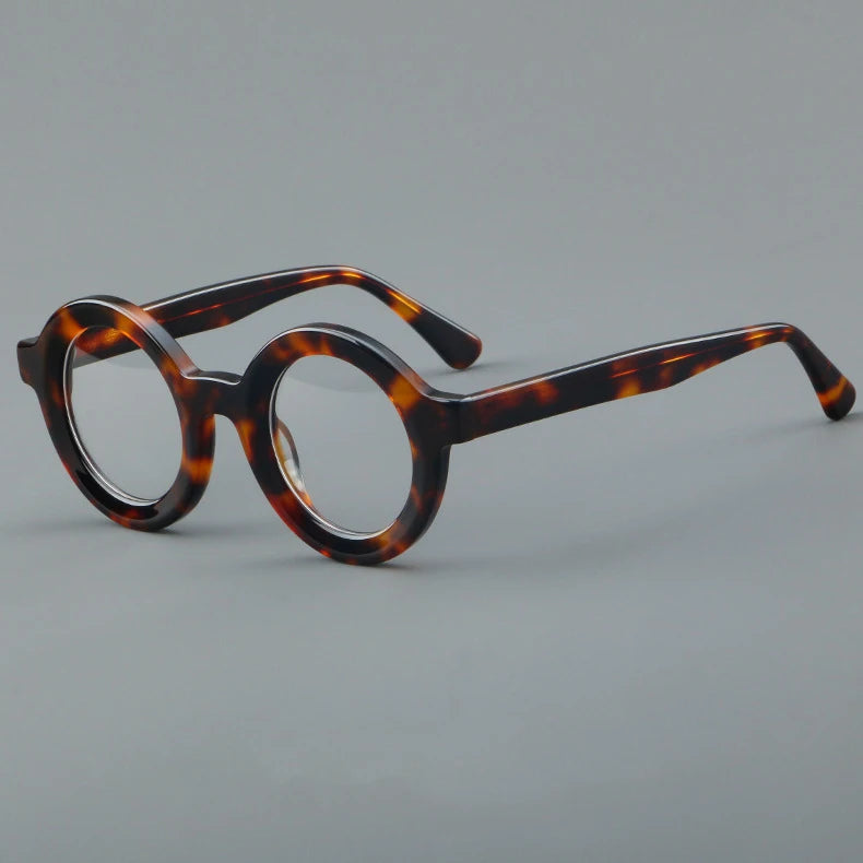 CCspace Unisex Full Rim Round Acetate Eyeglasses 57151 - Stylish & Lightweight Frame for Men & Women - Perfect for Reading, Working & Daily Fashion Accessory