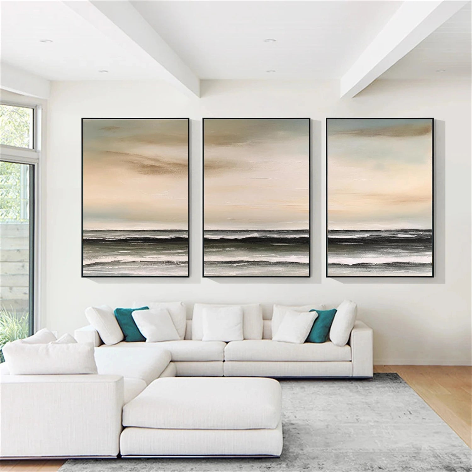 Ocean and Sky Painting Set of 3 - Coastal Wall Art for Living Room, Bedroom & Office Decor | #OS255