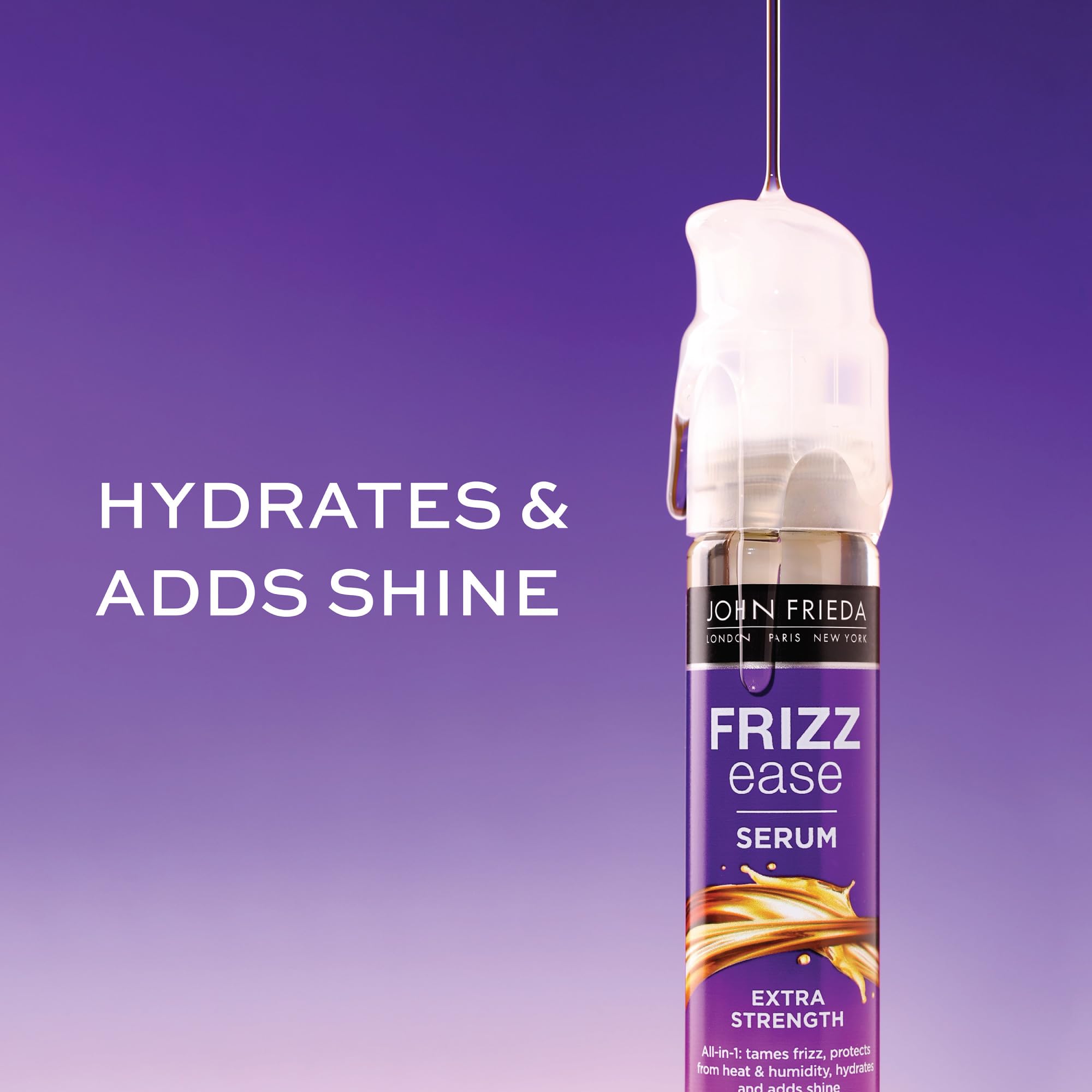 John Frieda Frizz Ease Extra Strength Hair Serum - 1.69 Oz | Instantly Smooths & Hydrates Thick, Coarse Hair | Argan, Coconut & Moringa Oil for Frizz Control & Heat Protection | Perfect for Daily Styling, Humidity Protection & Salon-Like Results at Home