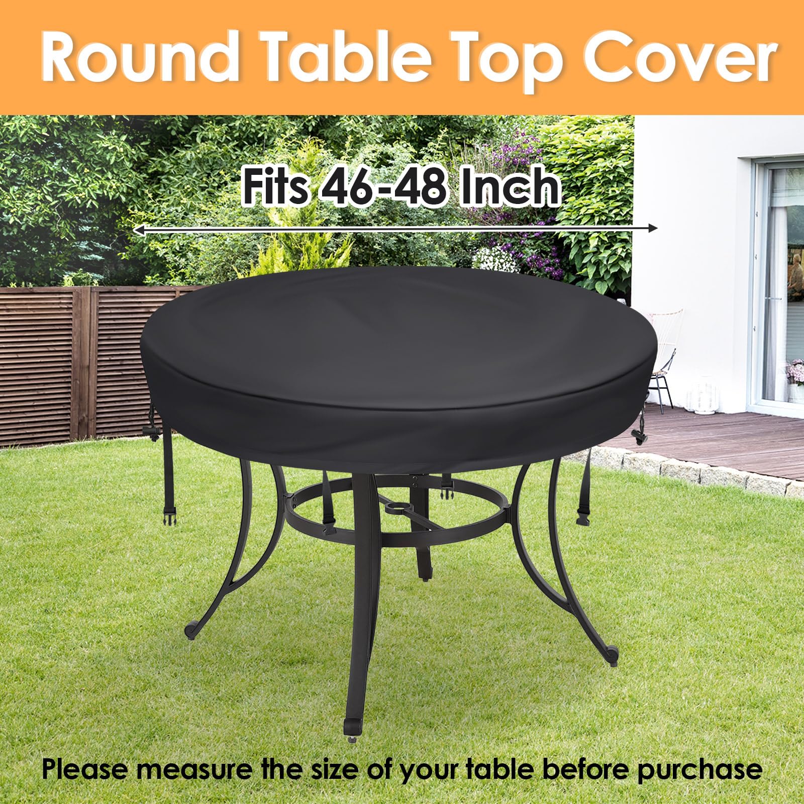 Waterproof Round Outdoor Table Cover 46-48 Inch - UV Resistant Patio Furniture Protector for All Weather - Perfect for Picnics, BBQs, and Garden Parties