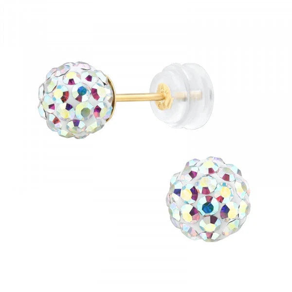 14K Gold AB Stud Earrings for Women - Elegant Cubic Zirconia Earrings for Daily Wear, Gift Giving & Special Occasions