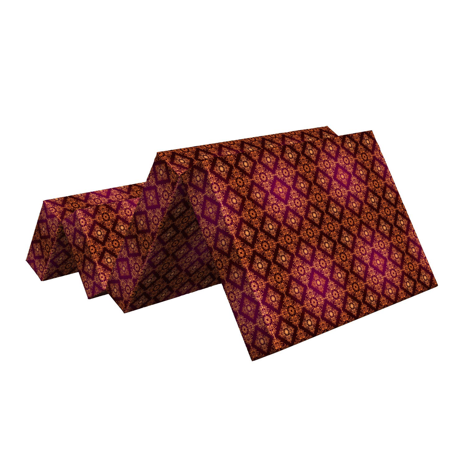 Ambesonne Foldable Mattress | Victorian Damask Pattern in Orange, Magenta & Black | 74.8