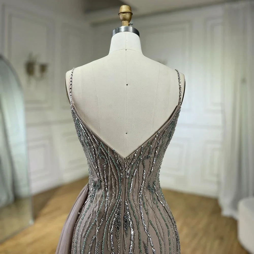 Luxury Beaded Mermaid Evening Gown with Spaghetti Straps for Women - Elegant Prom, Party & Formal Dresses - Perfect for Weddings, Galas & Special Occasions - Serene Hill Collection 2025 LA72276