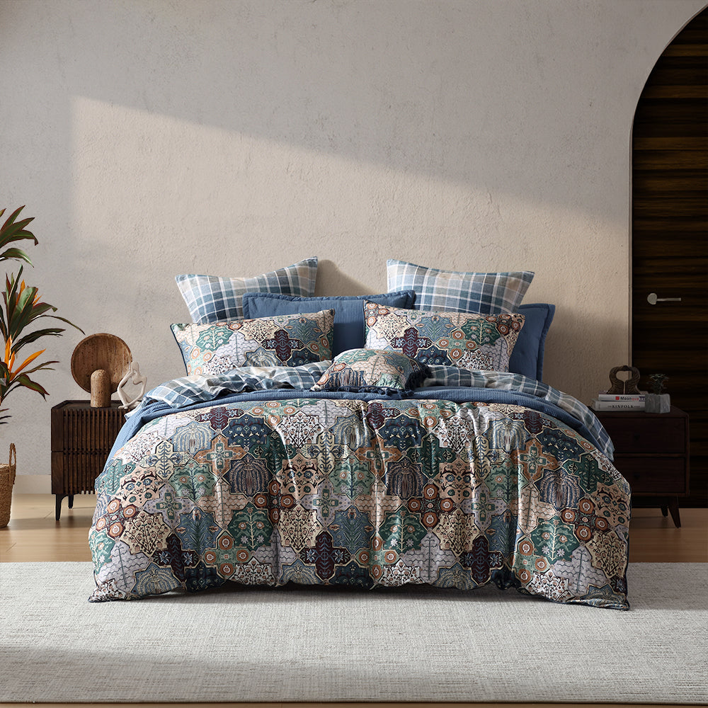 Logan & Mason Ferdinand Multi Quilt Cover Set - King Size Luxury Bedding for Master Bedroom & Guest Room