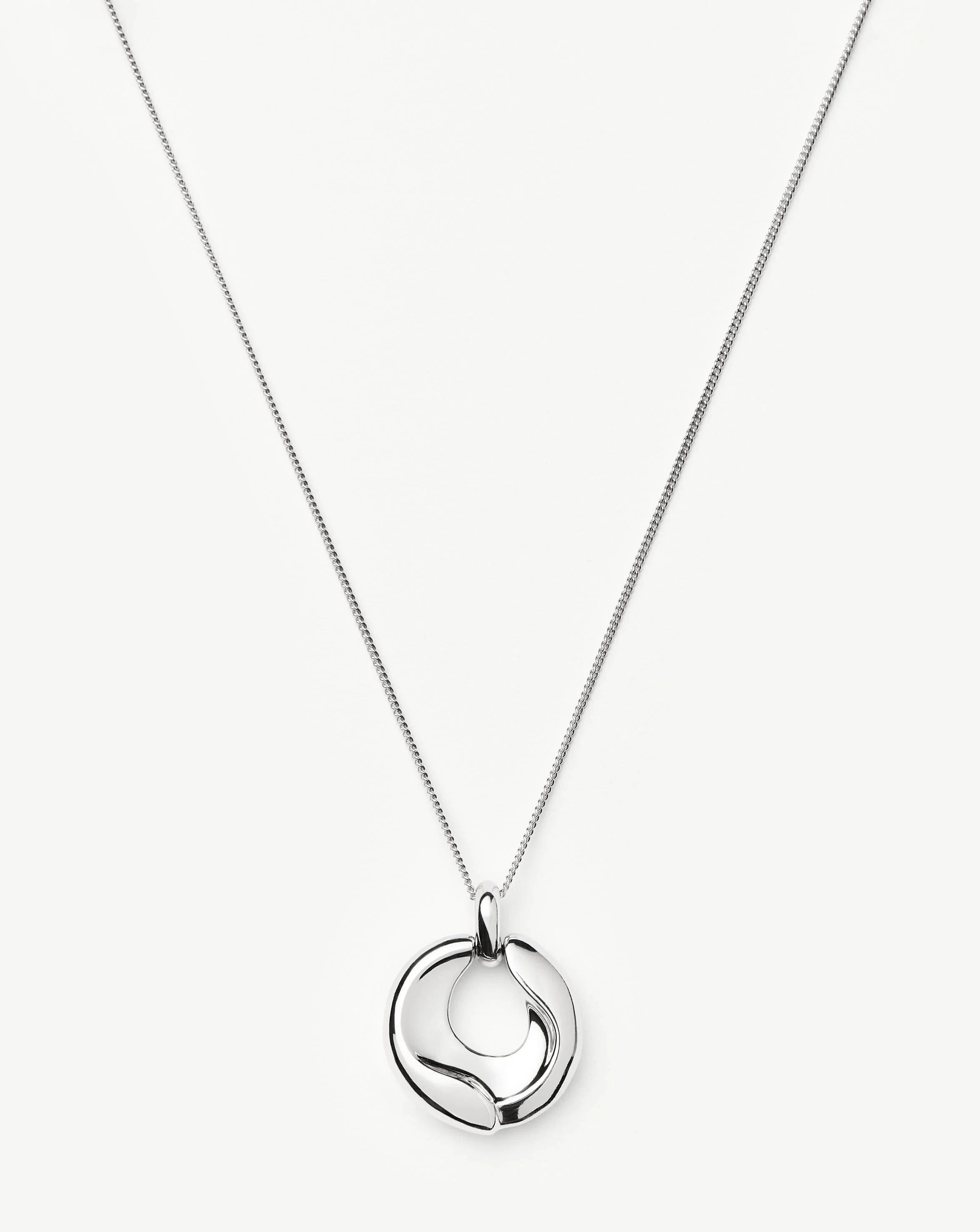 Sculptural Ridge Molten Pendant Necklace - Silver Plated Statement Jewelry for Women | Perfect for Parties, Date Nights & Special Occasions