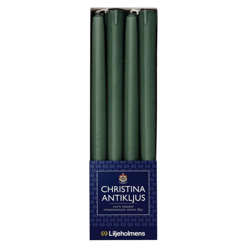 Liljeholmens Christinaljus 8-Pack Dark Green Candles - Perfect for Christmas Decorations & Holiday Centerpieces