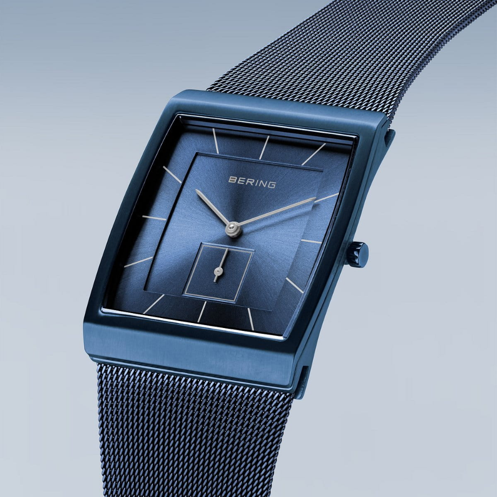 Bering Classic Men's Watch with Blue Dial & Milanese Strap - Model 16033 397 | Elegant Dress Watch for Business, Formal Occasions & Everyday Wear