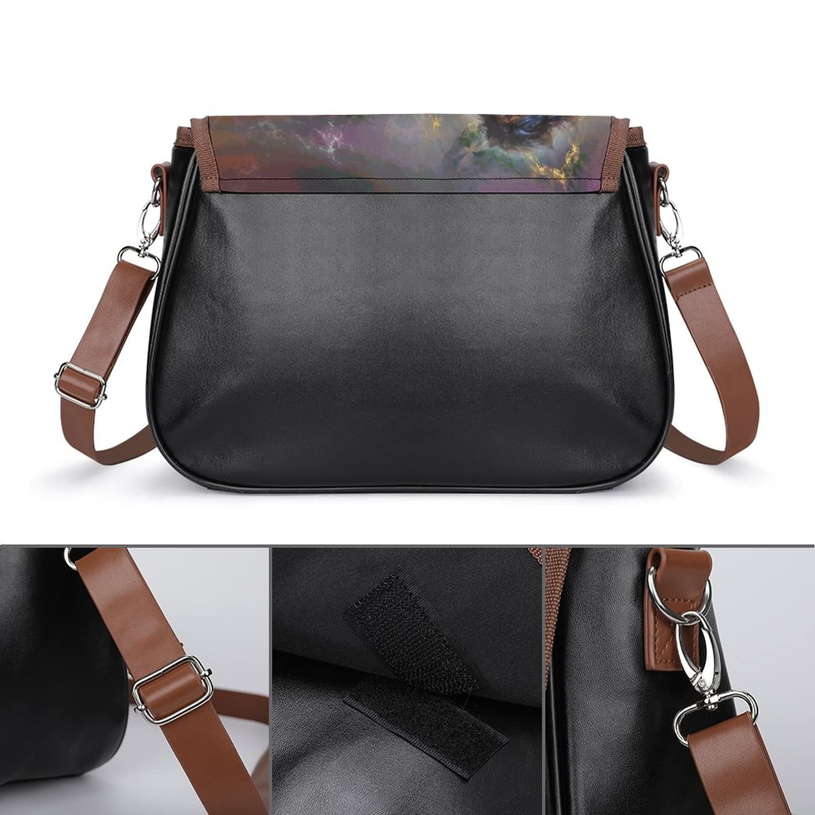 Women's Leather Crossbody Bags - Classic City Shoulder Bag with Running Horse Design, Fashion Satchel Hobo Purse for Daily Use, Work, Travel & Shopping