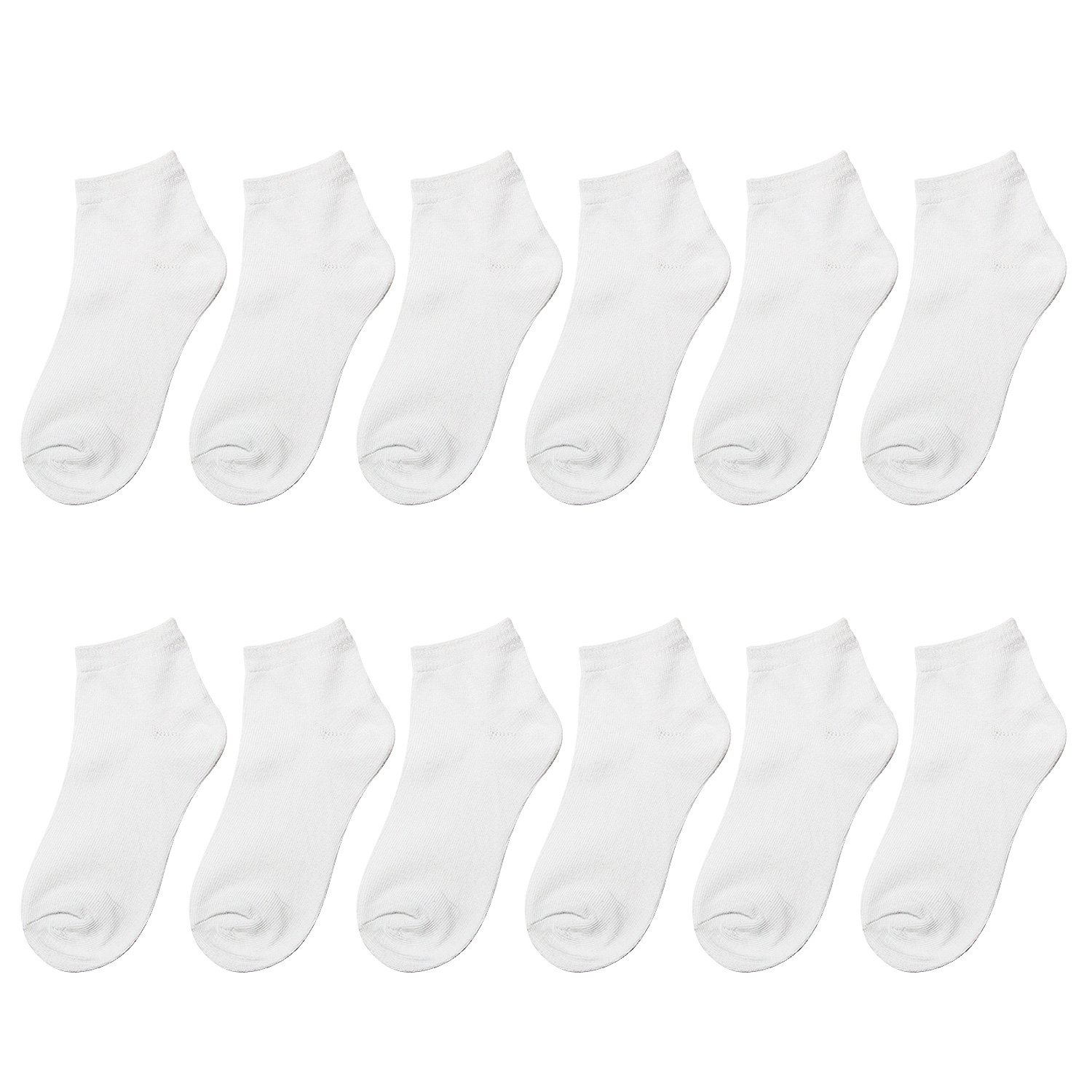 **Falari 12 Pairs Girls Cotton Ankle Socks for Toddlers & Kids - Soft Breathable School Uniform Socks for Everyday Wear & Play**