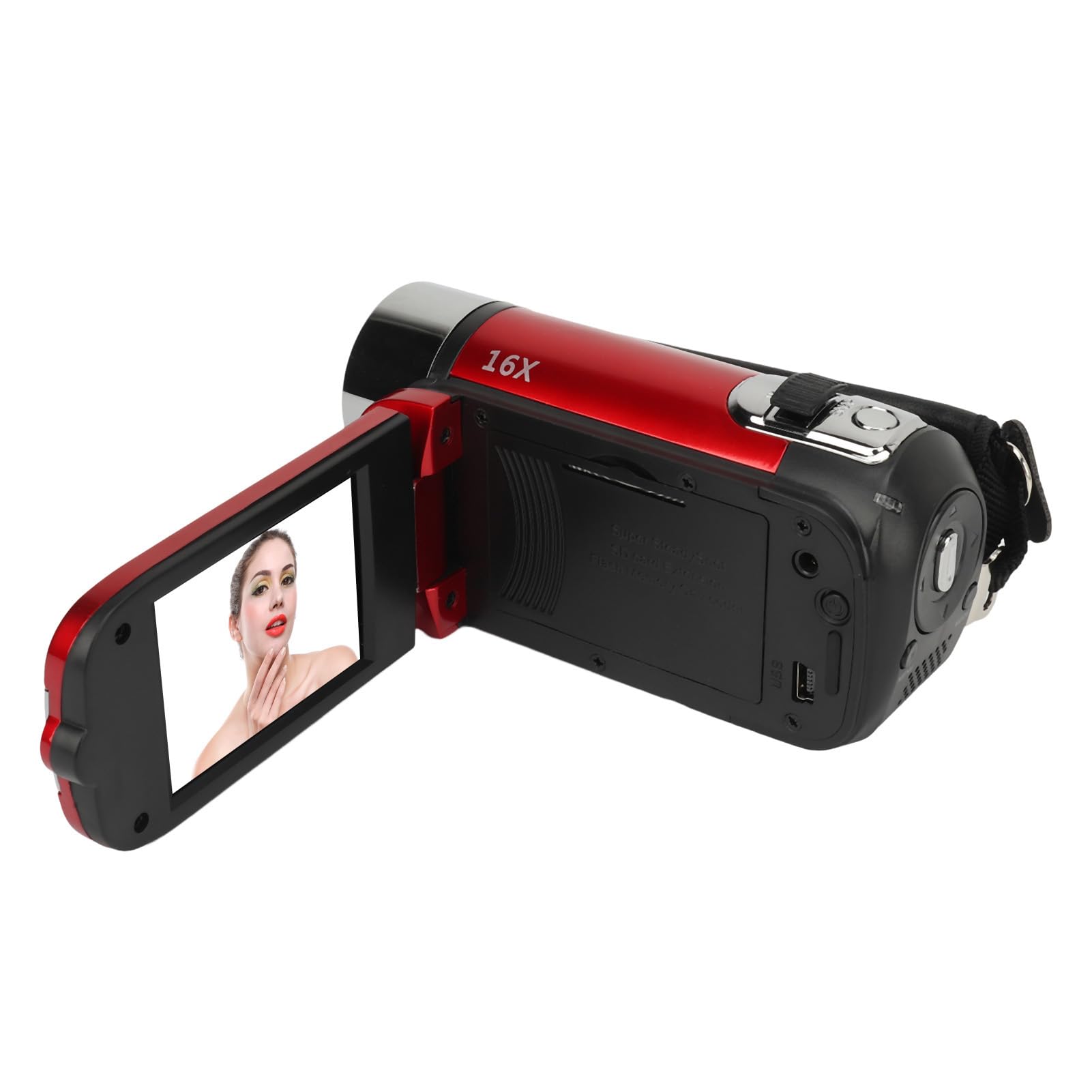 Plyisty Kids Video Camera - 1080P HD 16MP Digital Camcorder with 16X Zoom, Vlogging Camera for Toddlers, Boys & Girls (Red) - Perfect for Birthday Gifts, Travel Recording & First Photography Experience
