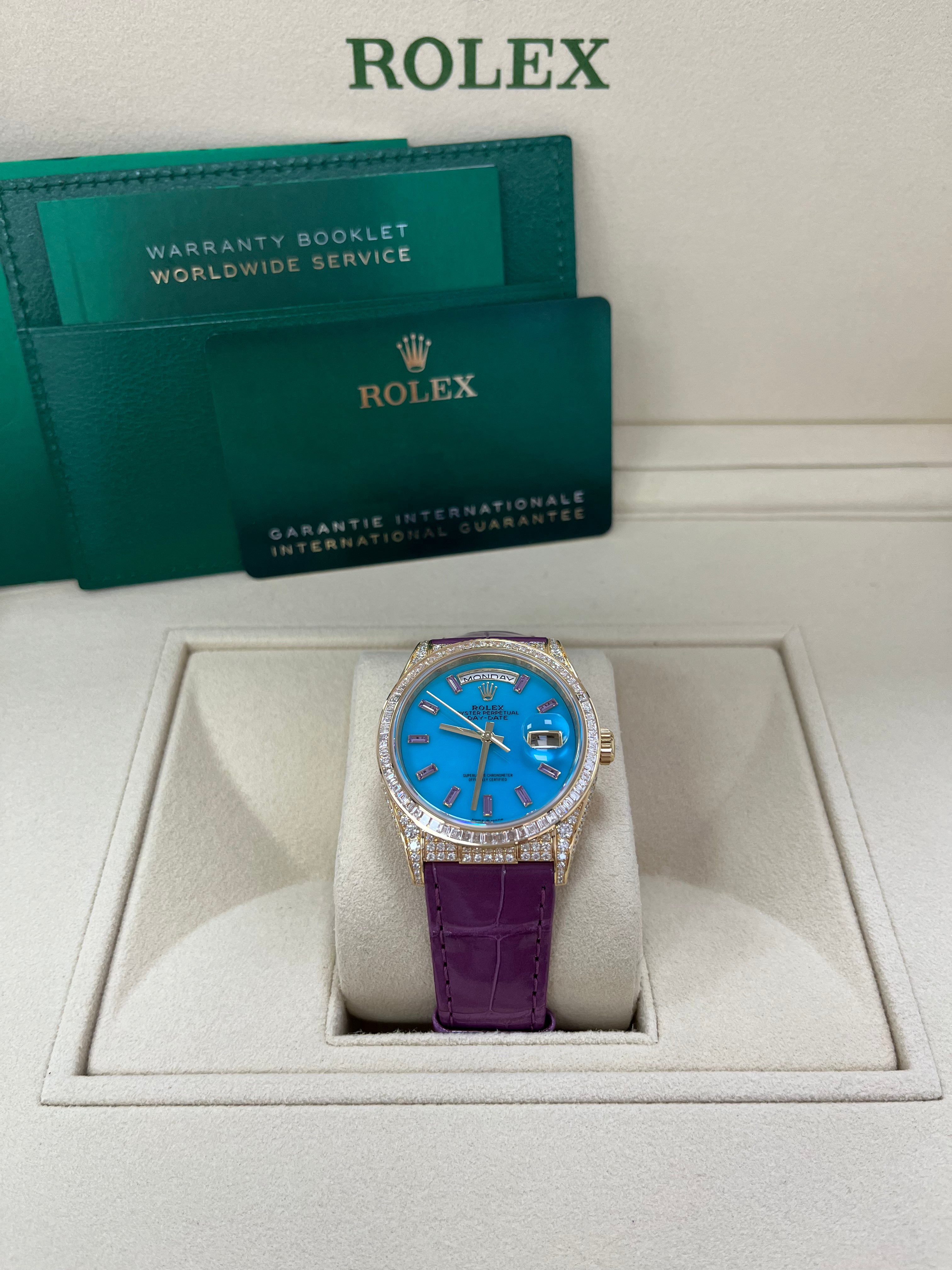 Luxury Rolex Day Date 128458TBR 18K Gold Men's Watch - Perfect for Business, Formal Events & Special Occasions