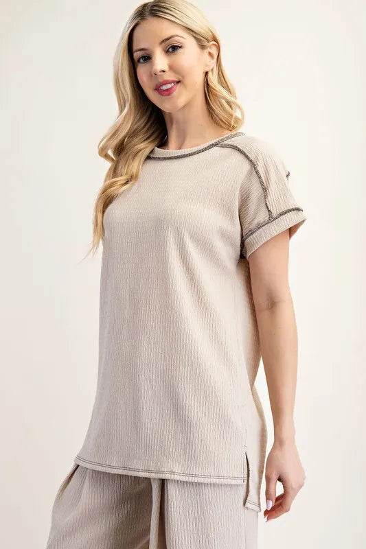 Celeste Plus Size Relaxed Fit Textured Short Sleeve Top for Women | Comfortable Casual Blouse for Everyday Wear, Office & Outings