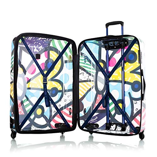 Heys Britto 3-Piece Spinner Luggage Set - Transparent Butterfly Design, Lightweight Expandable Suitcase for Travel, Carry-On & Checked Luggage - Perfect for Vacations, Business Trips & Family Getaways