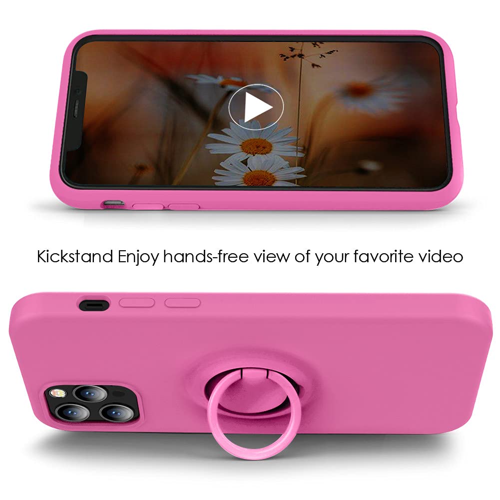 MOCCA iPhone 12 Pro Max Case 6.7 inch with Ring Kickstand & Shockproof Protection | Soft Microfiber Lining | Anti-Scratch Full Body Cover | Compatible with iPhone 12 Pro Max - Pitaya Color | Perfect for Work, Travel & Everyday Use