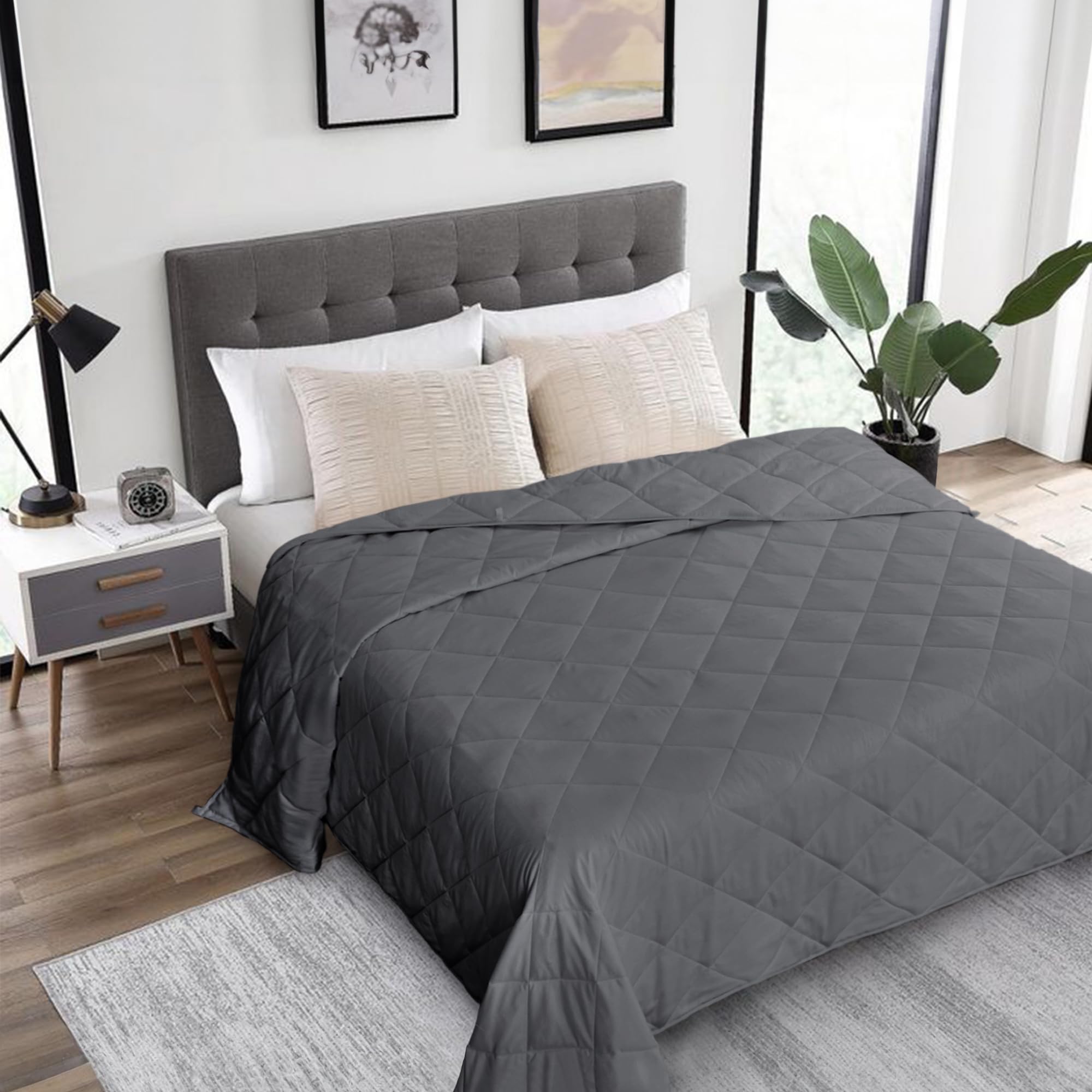 HomeSmart 40lbs Weighted Blanket for Adults - Queen Size Grey - Soft & Breathable for Stress Relief, Anxiety, and Better Sleep - Perfect for Bedroom, Couch, or Travel Use
