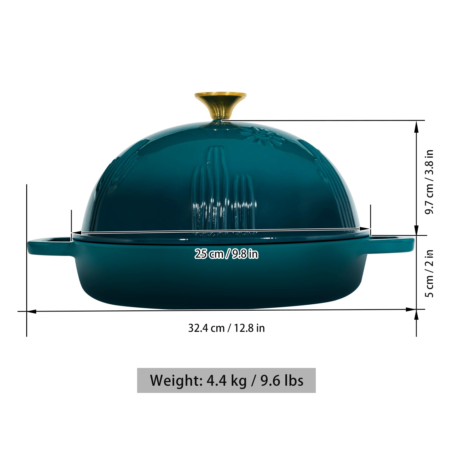 Premium Enameled Cast Iron Dutch Oven with Dome Lid - 9.8 Inch Bread Baking Pot for Sourdough, Artisan Loaves & Homemade Bread | Perfect for Camping, Outdoor Cooking & Kitchen Use