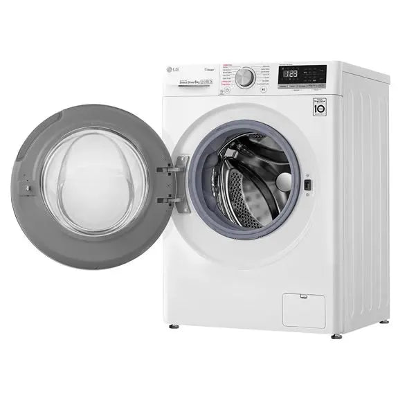 LG 8kg Front Load Washing Machine - Energy Efficient, Quiet Operation, White - Perfect for Apartments & Small Laundry Rooms