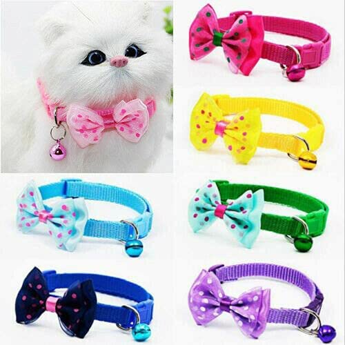 SR VISION Dog Collar with Bell & Bow Tie - Adjustable Cute Safety Collar for Puppies & Small Dogs (Multiple Colors) - Perfect for Daily Walks, Pet Photos & Special Occasions