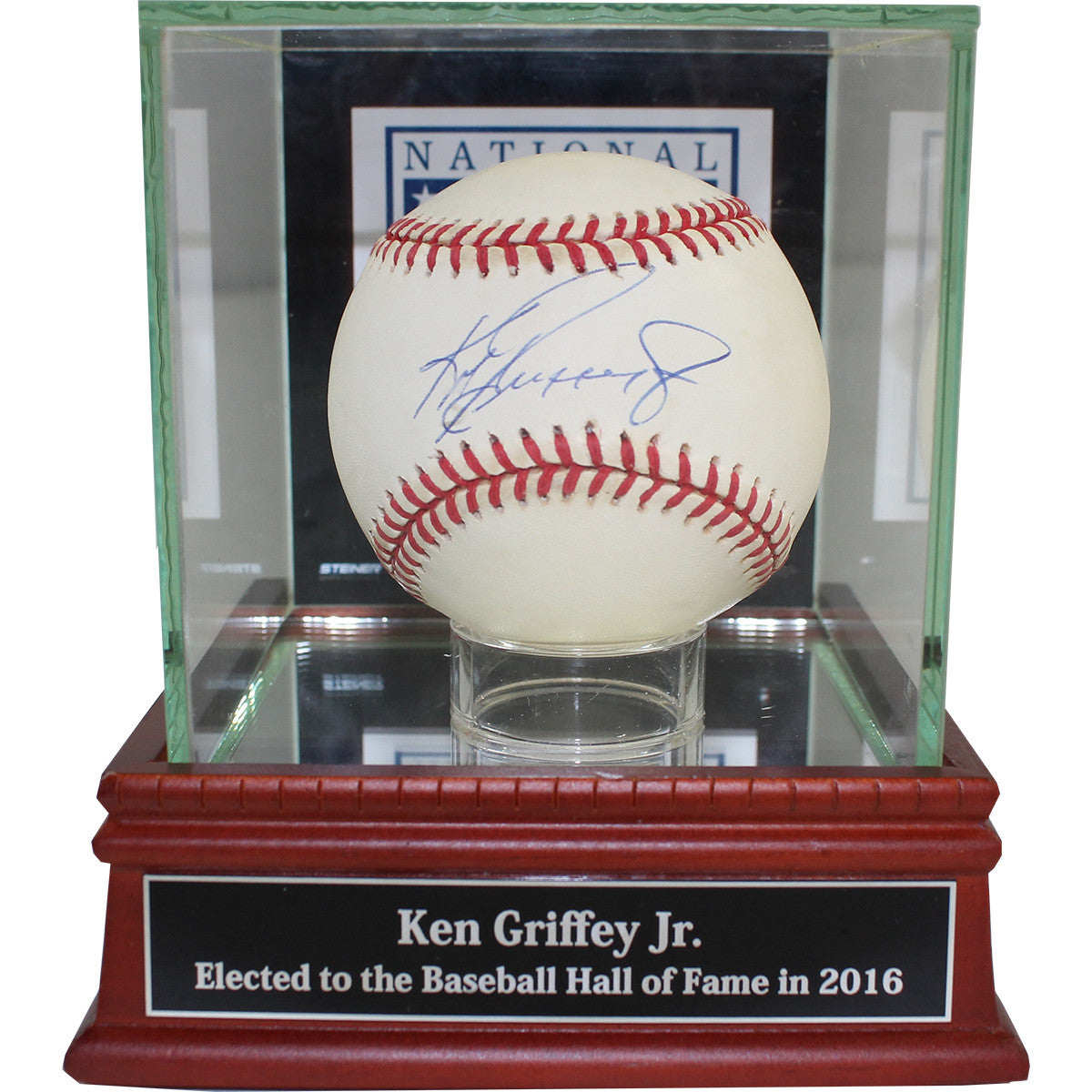 Ken Griffey Jr. Autographed Baseball with Baseball Hall of Fame Logo - PSA/DNA Certified Collectible in Glass Display Case with Nameplate | Perfect for Sports Memorabilia Collections, Man Cave Decor, and Gift for Baseball Fans