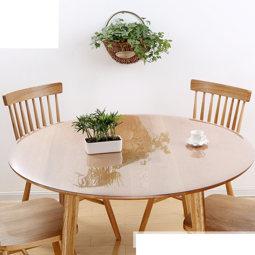 Round Clear PVC Tablecloth - 51 Inch (130cm) Waterproof & Oil-Resistant Soft Plastic Table Mat for Dining, Kitchen, and Party Decor