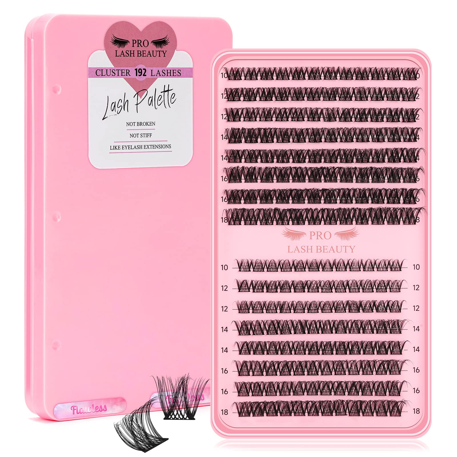 192 Pcs Mixed Cluster Lashes - 2 Styles (Flawless & Fabulous) DIY Eyelash Extensions with Super Thin Band, Soft & Easy to Apply | Perfect for Daily Wear, Parties & Special Occasions