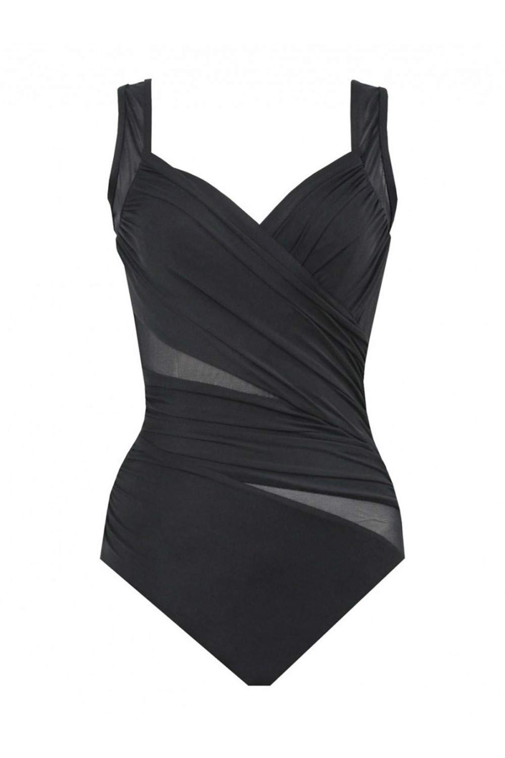 Miraclesuit Net Work Madero One-Piece Swimsuit - Slimming Black Bathing Suit for Women Size 14 | Perfect for Pool Parties, Beach Vacations & Summer Getaways