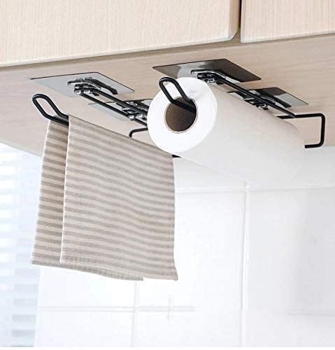 VIHAX Stainless Steel Paper Towel Holder with Magic Adhesive Pad - Wall Mount Kitchen & Bathroom Towel Roll Holder - Strong Self-Adhesive No Drilling Needed - Perfect for Countertop, Sink, Cabinet Organization