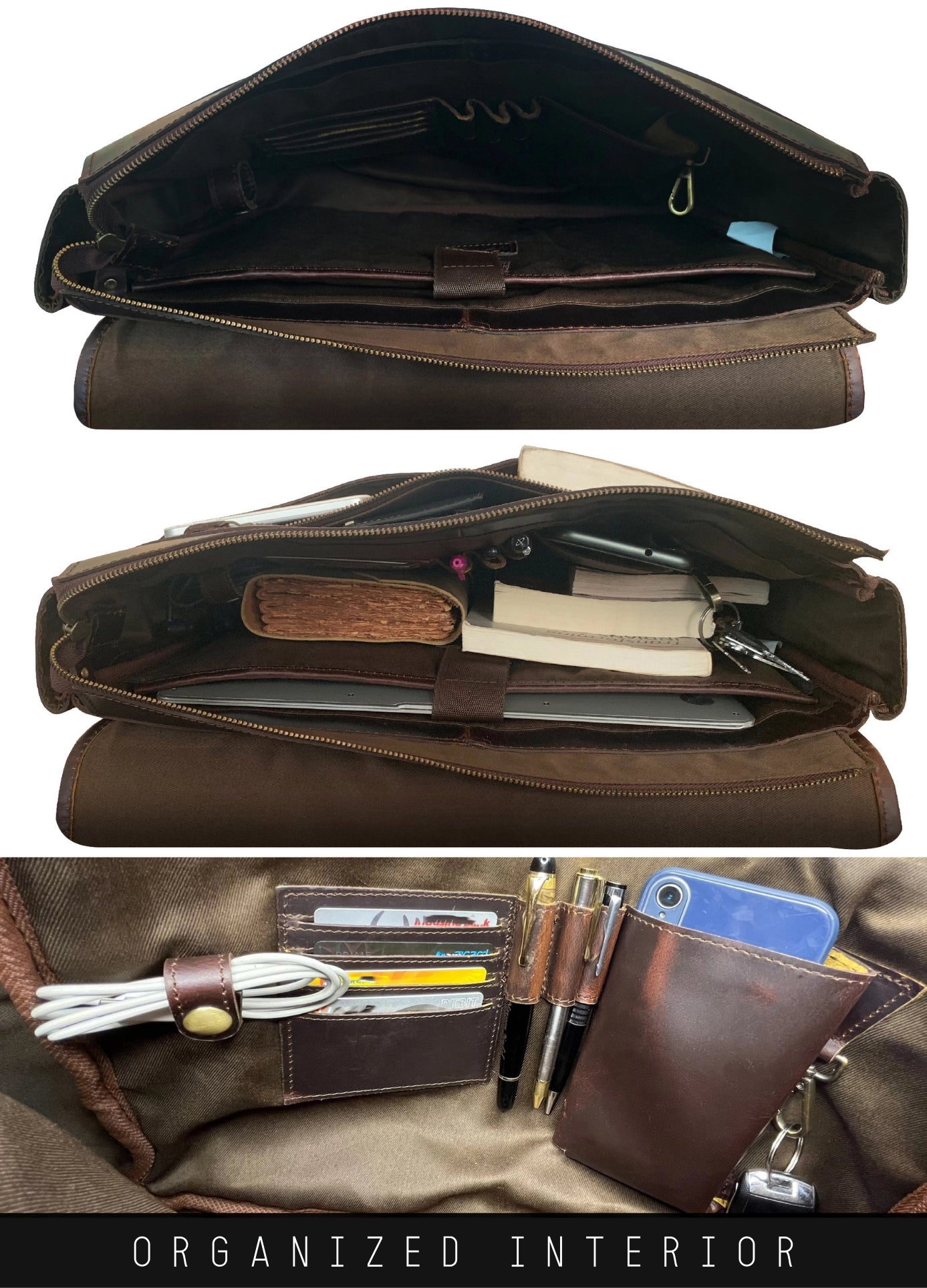 Premium Buffalo Leather Crossbody Laptop Messenger Bag for 16 Inch Laptops - Durable Work & Travel Bag for Professionals & Students