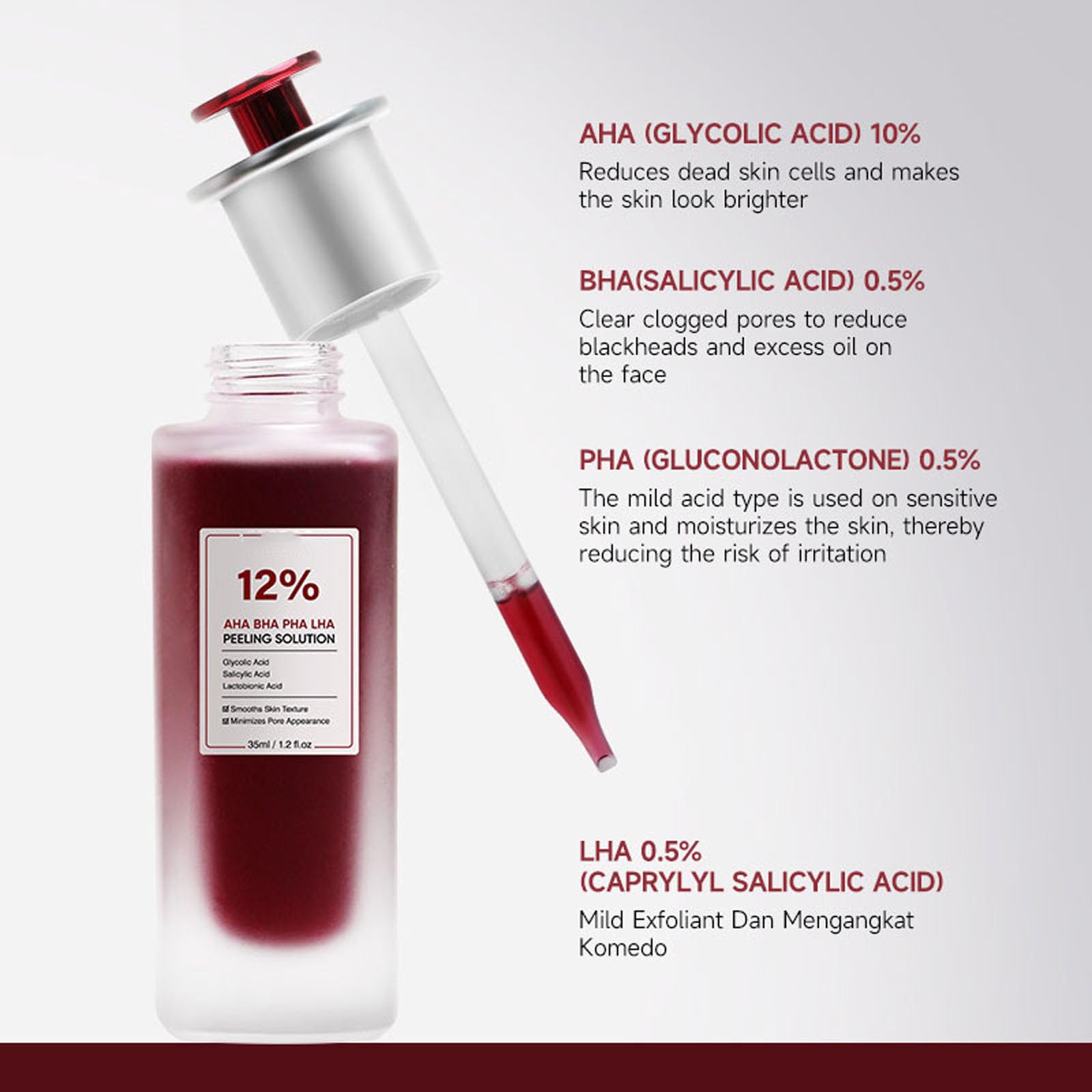 12% AHA BHA PHA LHA Peeling Solution Serum 30ml - Skin Brightening, Exfoliating, Pore Minimizing Treatment for Dark Spots & Blackheads (3 Pack) | Perfect for Nighttime Skincare Routine & Acne-Prone Skin