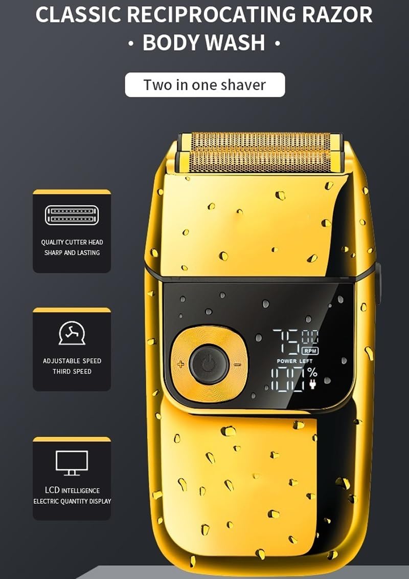 Professional Men's Electric Razor - Rechargeable Beard & Hair Shaver with Metal Housing & Washable Head - 2028 1 Blade - Perfect for Travel, Home & Office Grooming