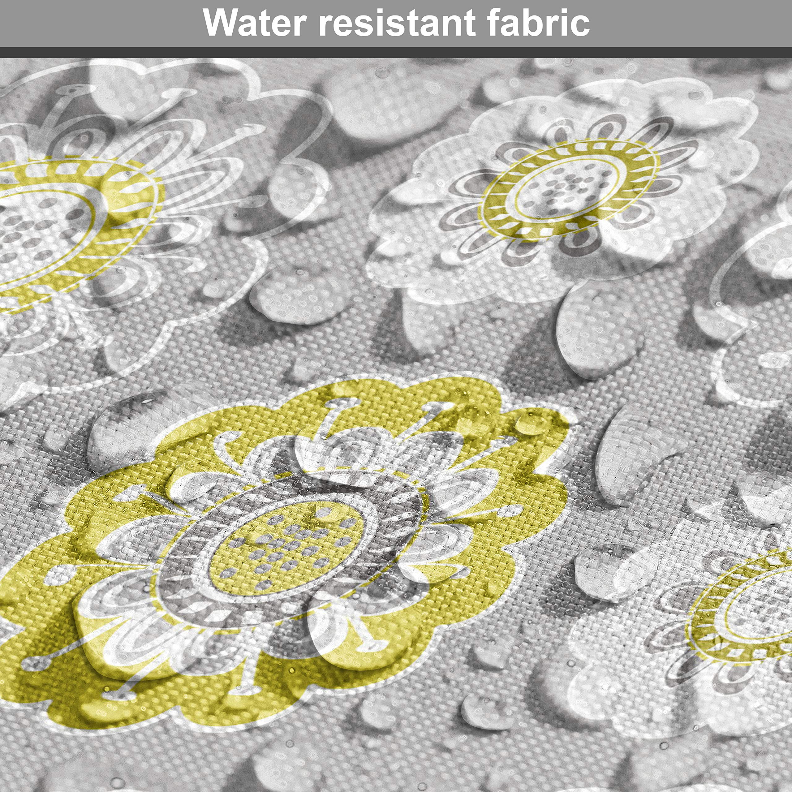 Ambesonne Grey Yellow Floral Fabric - 10 Yards for Upholstery & Home Decor - Perfect for Curtains & Pillows