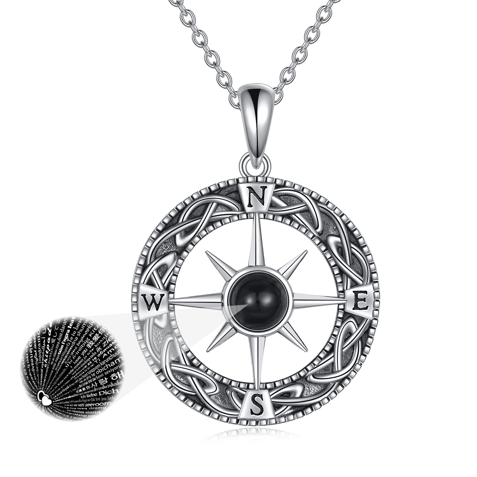 ONEFINITY Sterling Silver Celtic Knot Compass Necklace - Inspirational Graduation Gift for Women & Girls, Friendship Talisman, Travel Jewelry - Perfect for Graduation, Travel Adventures & Special Occasions