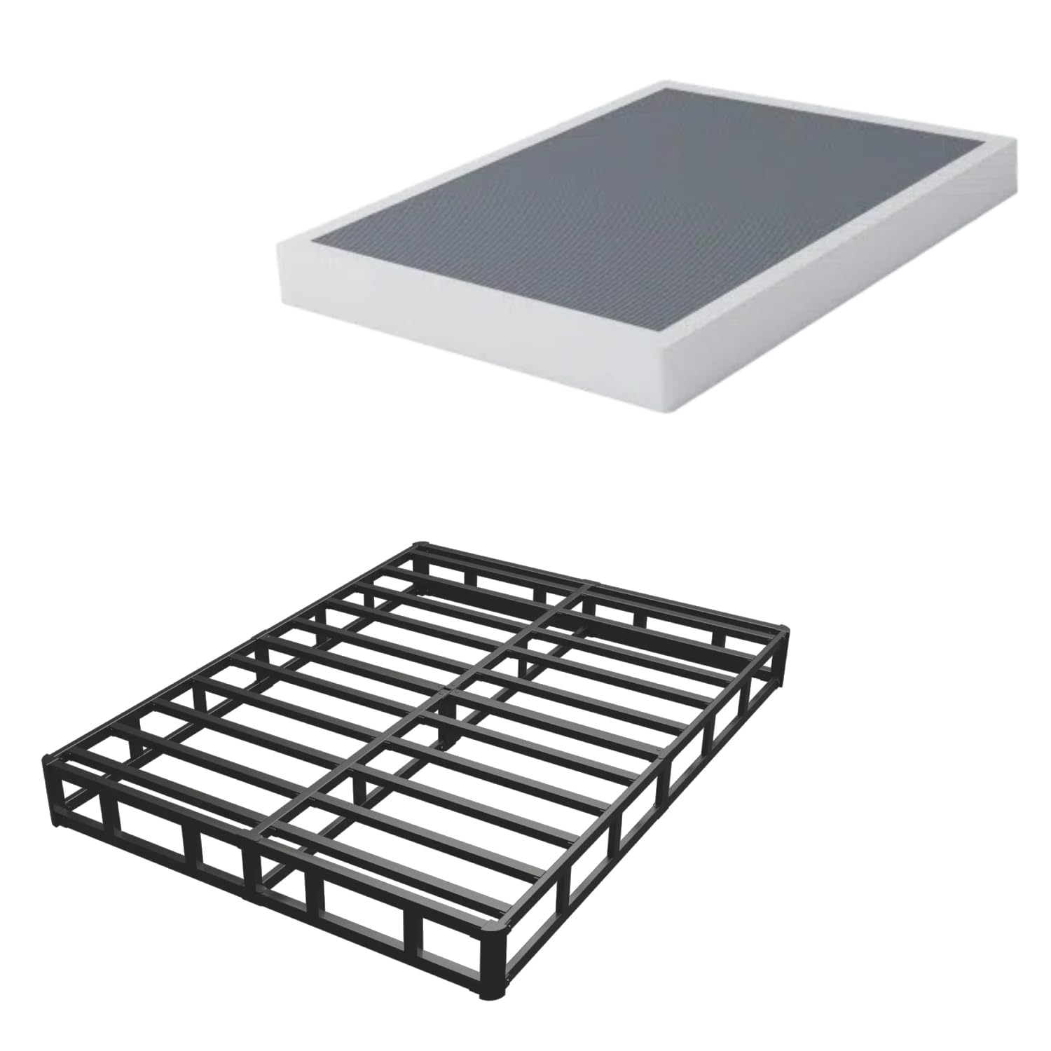 Heavy Duty 7 Inch Metal Box Spring Mattress Foundation - 3000lbs Max Weight Capacity, Non-Slip, Noise-Free, Easy Assembly & Cleaning - Full Size Bed Frame for Home, Dorm, Guest Room & RV Use