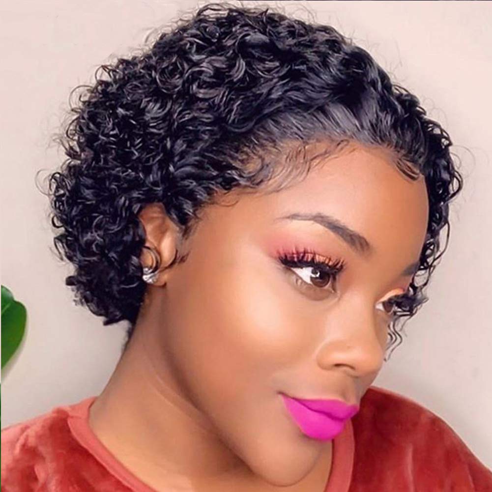 Pixie Cut Curly Short Bob Lace Front Wig | 360 Lace Frontal Human Hair Wig | Brazilian Virgin Remy Hair with Baby Hair | Pre-Plucked Natural Look | Perfect for Black Women's Daily Wear, Parties & Special Occasions