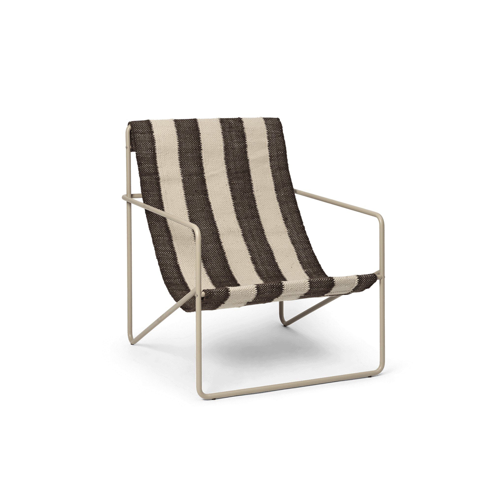 FERM LIVING Desert Lounge Chair - Premium Cashmere, Off White & Chocolate Brown - Modern Boho Living Room, Bedroom or Patio Furniture for Relaxing & Stylish Comfort