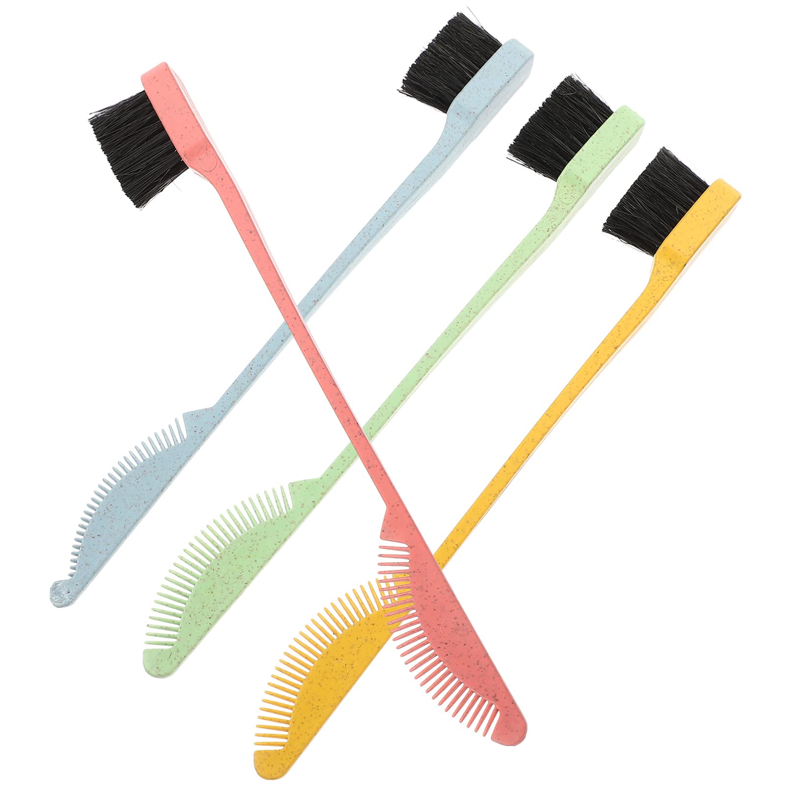 SOLUSTRE 4Pcs Double-ended Eyelash Comb & Eyebrow Brush Set - Dual Tip Eyelash Brush, Eyebrow Comb, Broken Hair Brush for Professional Makeup & Hair Styling - Perfect for Salon, Home Use & Travel Makeup Kit