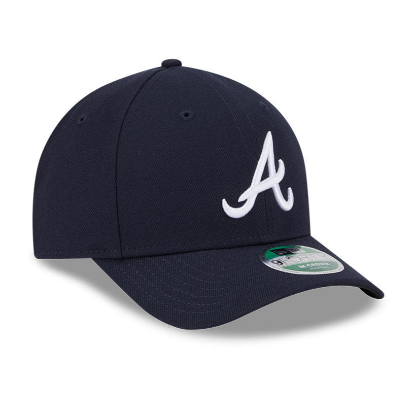 New Era 9Forty M Crown Atlanta Braves Snapback Baseball Cap - Navy Blue Adjustable Hat for Men & Women | Perfect for Baseball Games, Sports Fans & Casual Streetwear Fashion